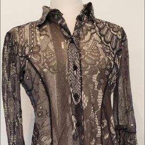 Fuzzy (John Paul Gaultier) black and white blouse